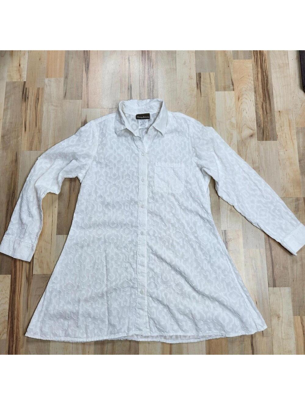 Tommy Bahama Women's White Long Sleeve Tunic Shirt Small